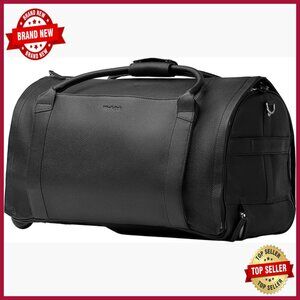 Large Rolling Duffle Bag with Wheels, Garment Compartment, Shoe Pocket, Tech